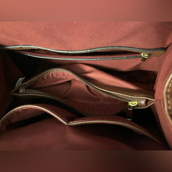 Michael Kors Red With Brown Trim Crossbody/Shoulder Satchel - Picture 13 of 14